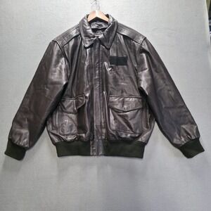 Vintage Burk's Bay Men's Brown Leather Bomber Jacket Size XL